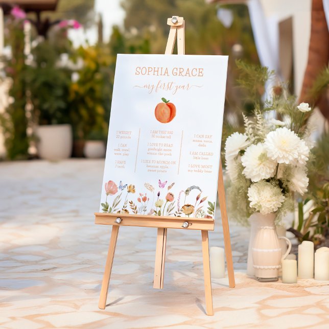 One Sweet Peach First Year Birthday Milestone Sign (Creator Uploaded)