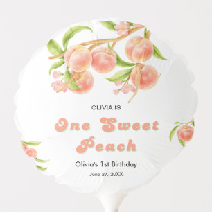 One Sweet Peach Fruit 1st Birthday Balloon