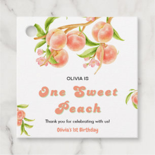 One Sweet Peach Fruit 1st Birthday Thank You  Favor Tags