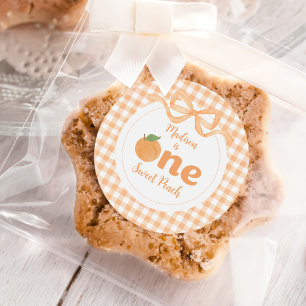 One Sweet Peach Girl 1st Birthday Classic Round Sticker