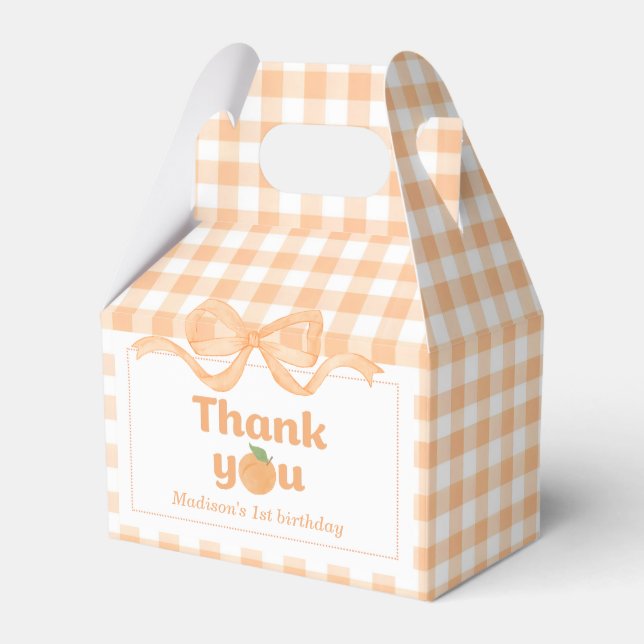 One Sweet Peach Girl 1st Birthday Favor Boxes (Front Side)
