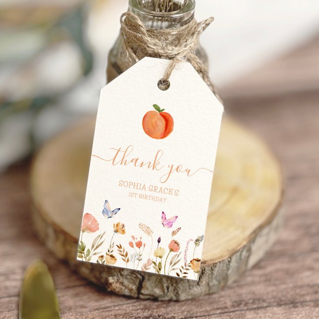 One Sweet Peach Girl 1st Birthday Gift Tags (Creator Uploaded)