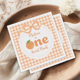 One Sweet Peach Girl 1st Birthday Napkins