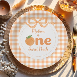 One Sweet Peach Girl 1st Birthday Paper Plates