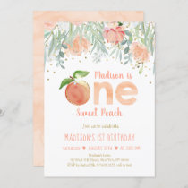 One Sweet Peach Girl First Birthday Invitation