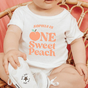 One Sweet Peach Orange First 1st Birthday Party Baby T-Shirt