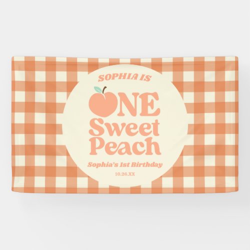 One Sweet Peach Orange First 1st Birthday Party Banner