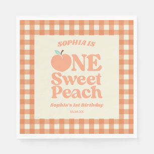 One Sweet Peach Orange First 1st Birthday Party Napkins