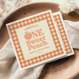 One Sweet Peach Orange First 1st Birthday Party Napkins