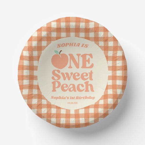 One Sweet Peach Orange First 1st Birthday Party Paper Bowls