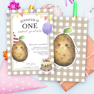 One Sweet Potato Gender Neutral First Birthday Invitation