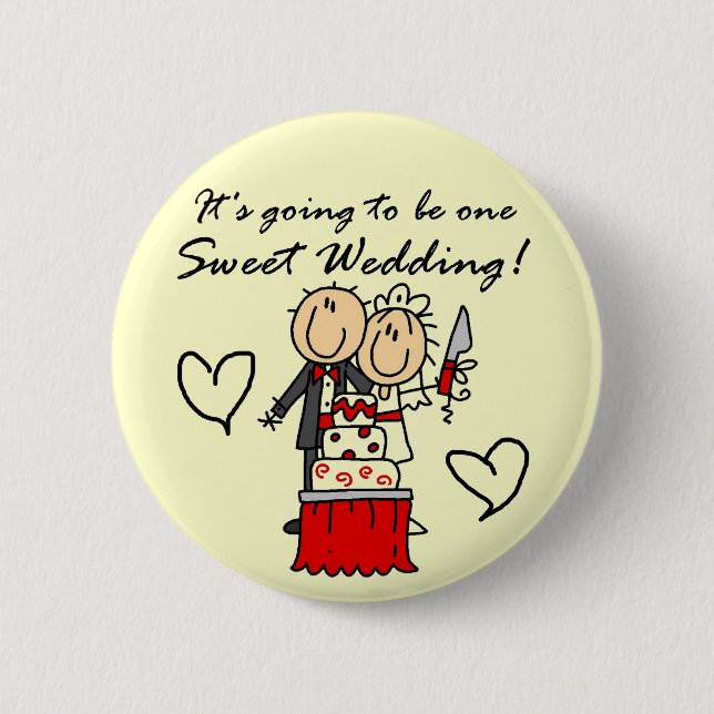 One Sweet Wedding T-shirts and Gifts Button (Front)