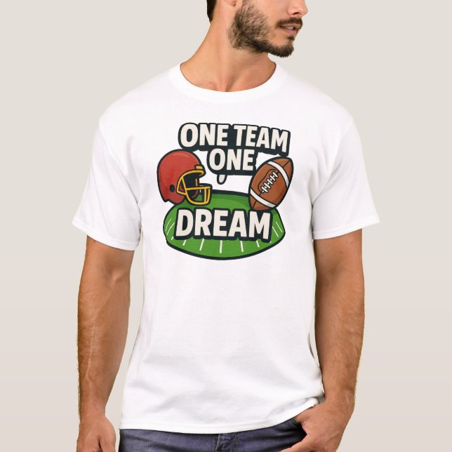 One Team One Dream Football Cartoon T-Shirt (Front)