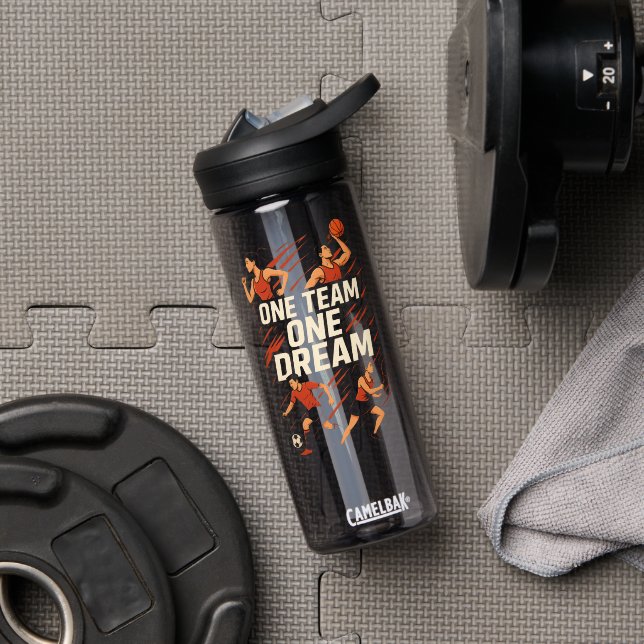 ONE TEAM, ONE DREAM – Motivational Sports Water Bo Bottle (Gym (Rotated))