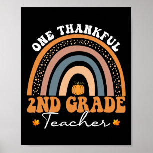 One Thankful 2nd Grade Teacher Groovy Thanksgiving Poster