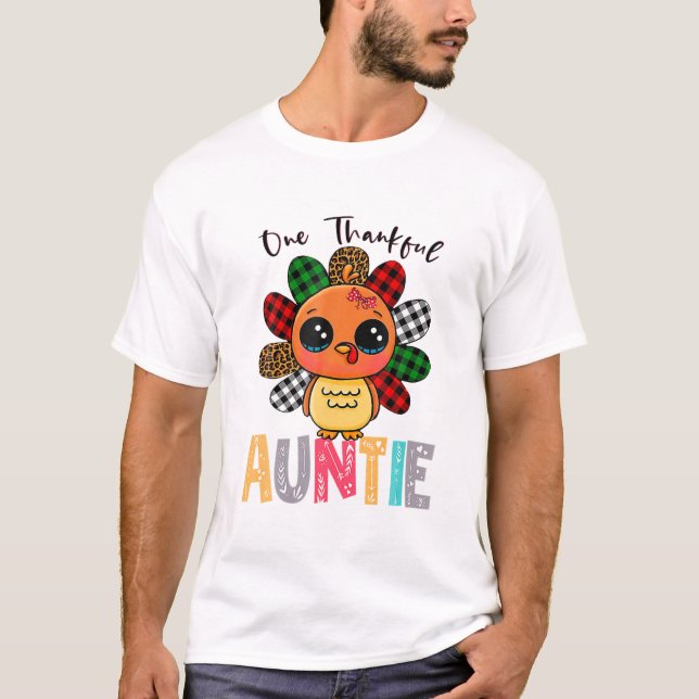 One Thankful Auntie Turkey Family Thankgivings T-Shirt (Front)