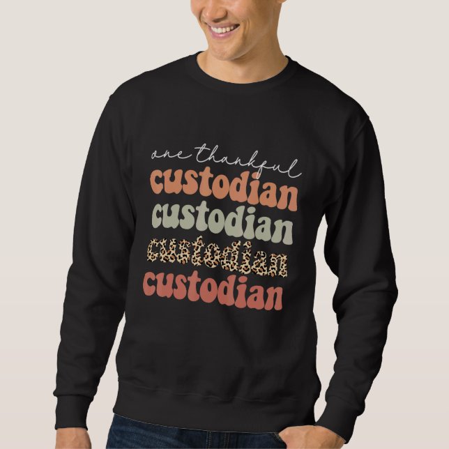 One Thankful Custodian Autumn Tree Fall Leaves Tha Sweatshirt (Front)