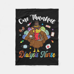 One Thankful Dialysis Nurse Turkey Happy Thanksgiv Fleece Blanket