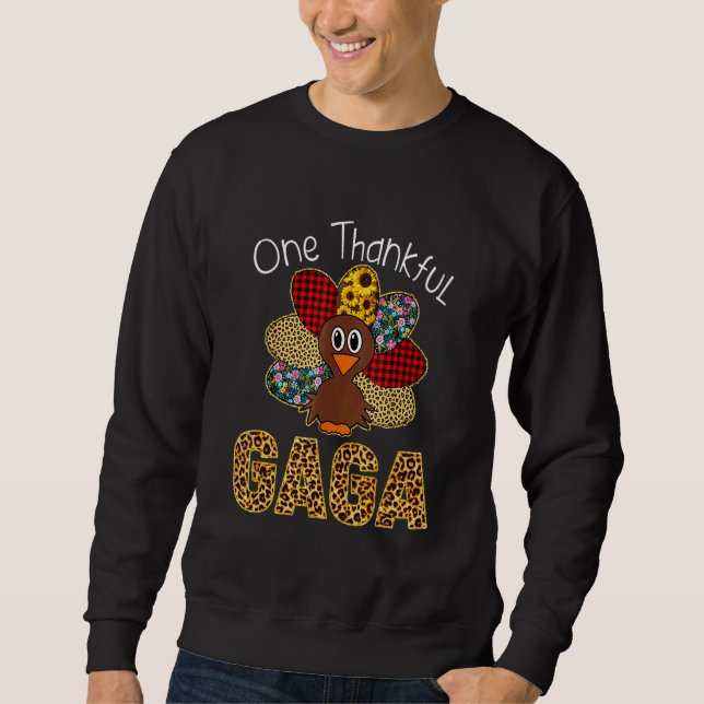 One Thankful Gaga  Turkey Leopart Thanksgiving Sweatshirt (Front)