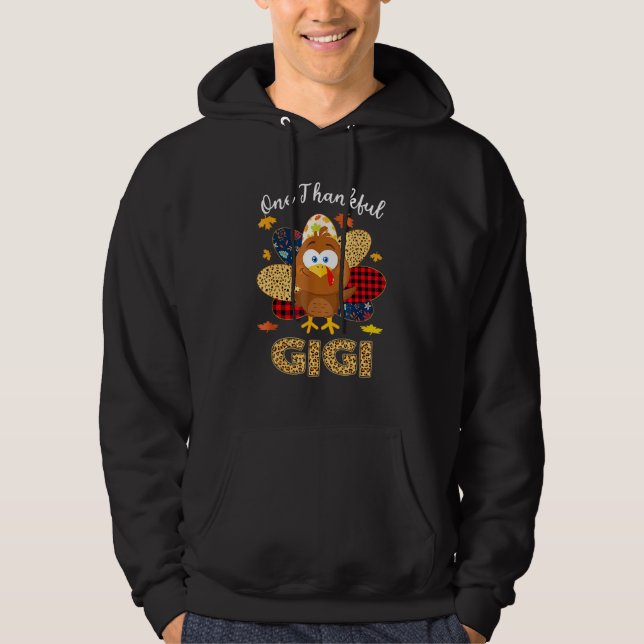 One Thankful Gigi Turkey Leopart Thankgivings Hoodie (Front)