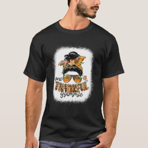 One Thankful Grammie Messy Bun Fall Thanksgiving G T-Shirt