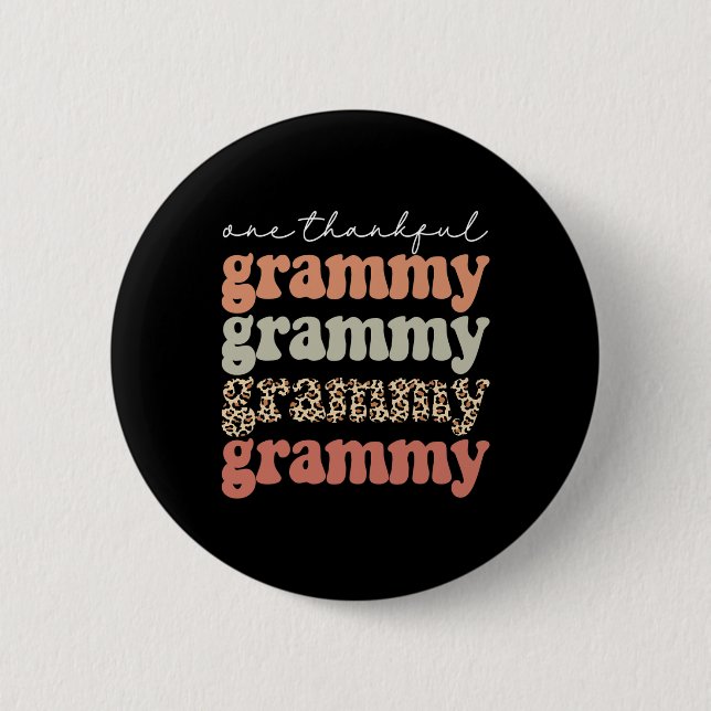 One Thankful Grammy Autumn Tree Fall Leaves Thanks Button (Front)