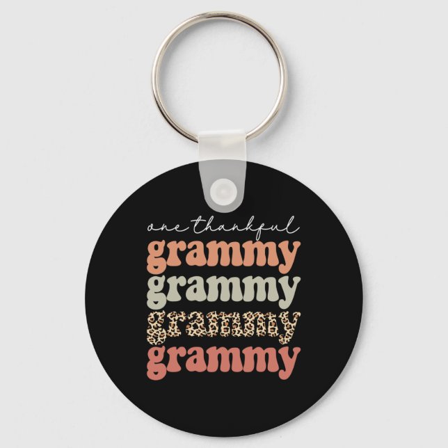 One Thankful Grammy Autumn Tree Fall Leaves Thanks Keychain (Front)