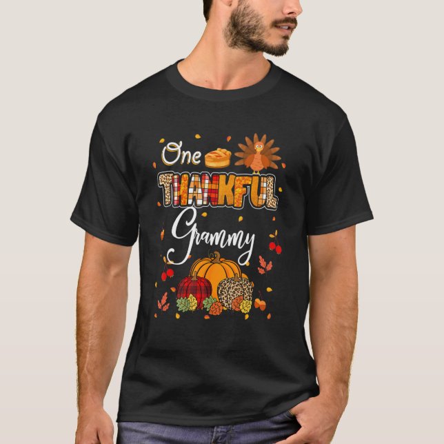 One Thankful Grammy Fall Thanksgiving Autumn T-Shirt (Front)