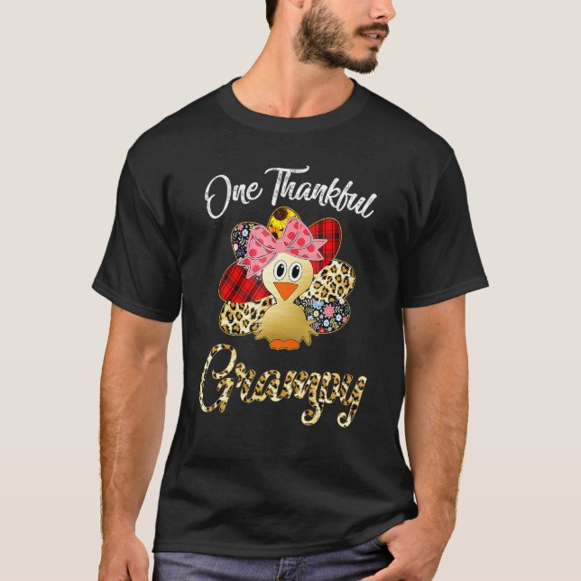 One Thankful Grampy Turkey Blessed Grampy Thanksgi T-Shirt (Front)