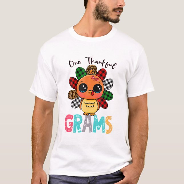 One Thankful Grams Turkey Family Thankgivings T-Shirt (Front)