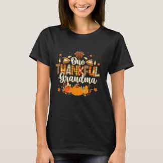 One Thankful Grandma Fall Leaves Autumn Grandma T-Shirt