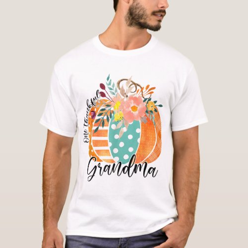 One Thankful Grandma Plaid Fall Pumpkin Thanksgivi T_Shirt