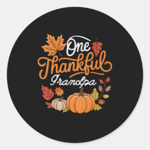 One Thankful Grandpa Autumn Fall Thanksgiving Pump Classic Round Sticker