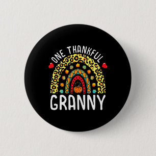 One Thankful Granny Thanksgiving Rainbow Leopard F Button