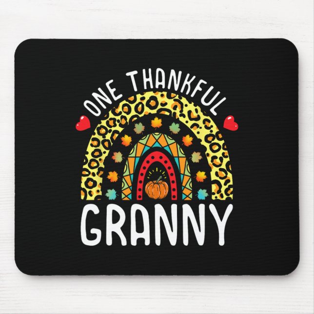 One Thankful Granny Thanksgiving Rainbow Leopard F Mouse Pad (Front)