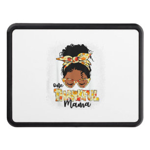 One Thankful Mama Funny Messy Bun Thanksgiving Hitch Cover