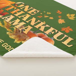 ONE THANKFUL MAMA MOM Stylish Thanksgiving Sherpa Blanket