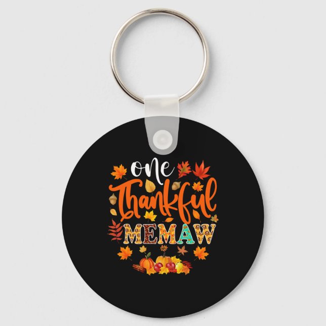 One Thankful Memaw  Funny Fall Autumn Thanksgiving Keychain (Front)
