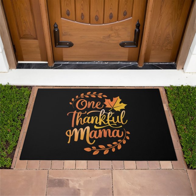 One Thankful Mom Cute Fall Thanksgiving  Autumn  Doormat (Outdoor)