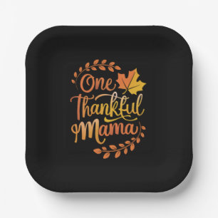 One Thankful Mom Cute Fall Thanksgiving Autumn Paper Plates