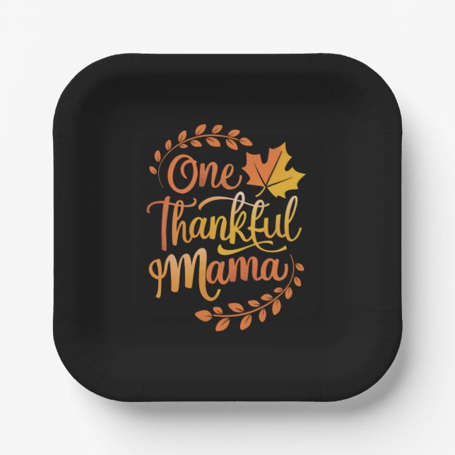 One Thankful Mom Cute Fall Thanksgiving  Autumn  Paper Plates (Front)