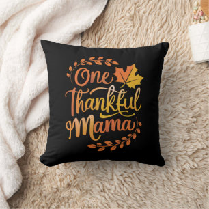 One Thankful Mom Cute Fall Thanksgiving Autumn Throw Pillow