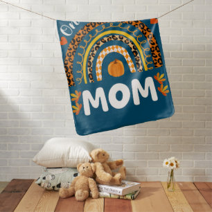 One Thankful Mom Thanksgiving Rainbow Fall Leopard Baby Blanket
