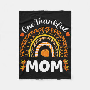 One Thankful Mom Thanksgiving Rainbow Fall Leopard Fleece Blanket
