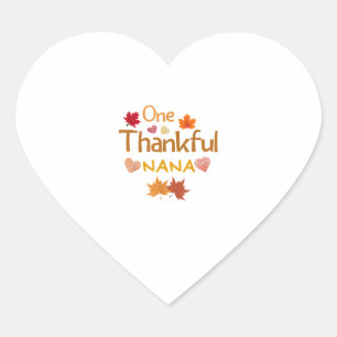 one thankful nana thanksgiving day family matching heart sticker