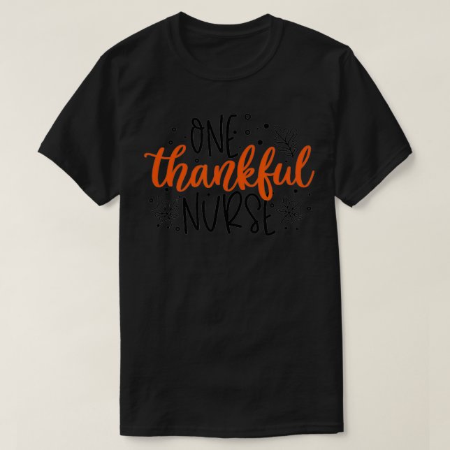 One Thankful Nurse Thanksgiving Turkey Scrub Fall  T-Shirt (Design Front)