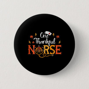 One Thankful Nurse Turkey Thanksgiving Scrub Top F Button
