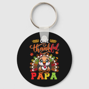One Thankful Papa Thanksgiving Family Team Funny T Keychain