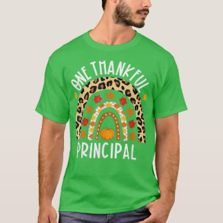 One Thankful Principal Leopard Rainbow Thanksgivin T-Shirt