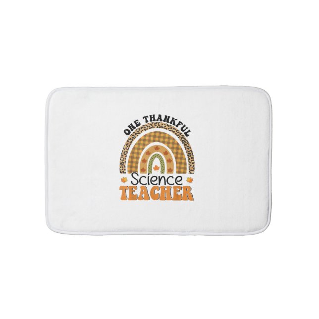 One Thankful Science Teacher Groovy Thanksgiving R Bath Mat (Front)